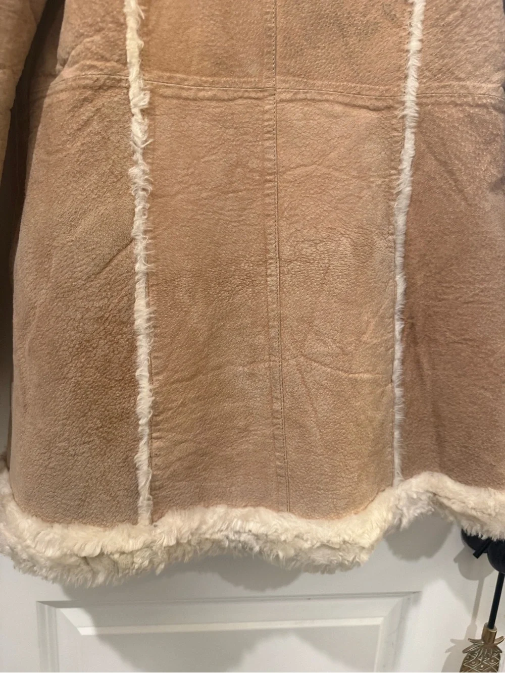 Vintage Steve Madden Genuine Leather Shearling Coat Tan Small
